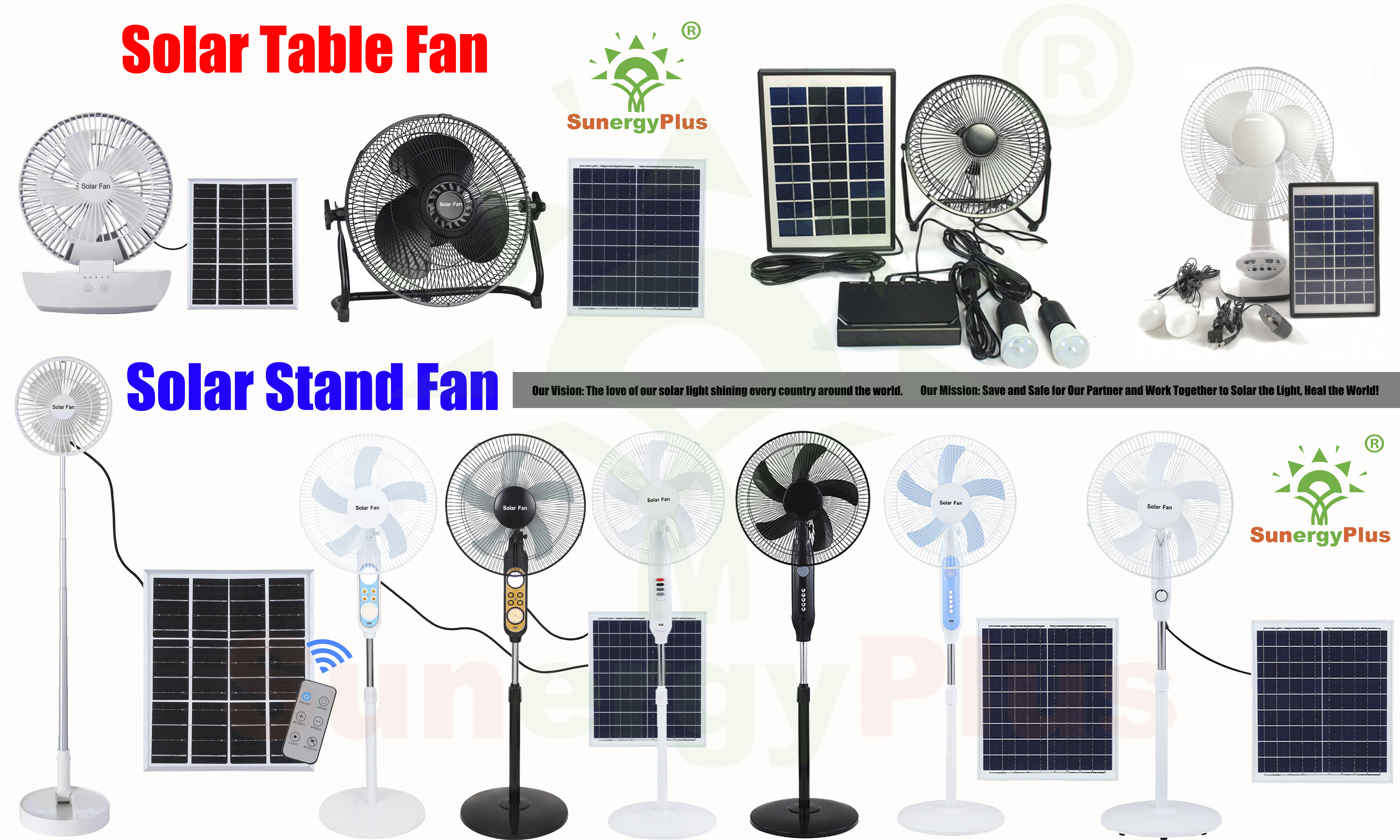 Portable Solar Fan SunergyPlus SP-SF-168 SP-SF-188 SP-SF-198 SP-SF-V218